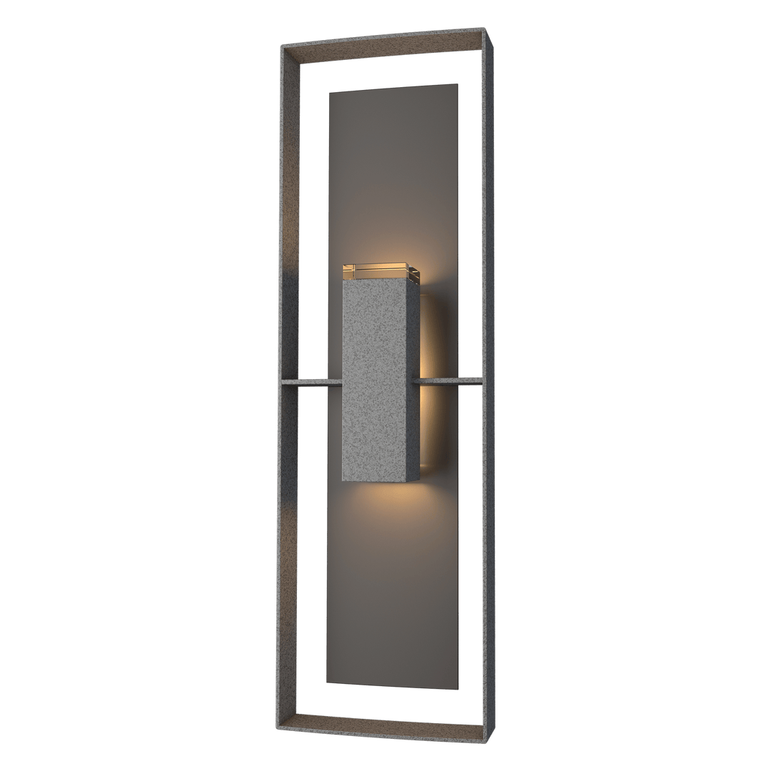 Hubbardton Forge Shadow Box Tall Outdoor Sconce Outdoor Wall Lights Hubbardton Forge Coastal Natural Iron Clear Glass (ZM) Coastal Oil Rubbed Bronze