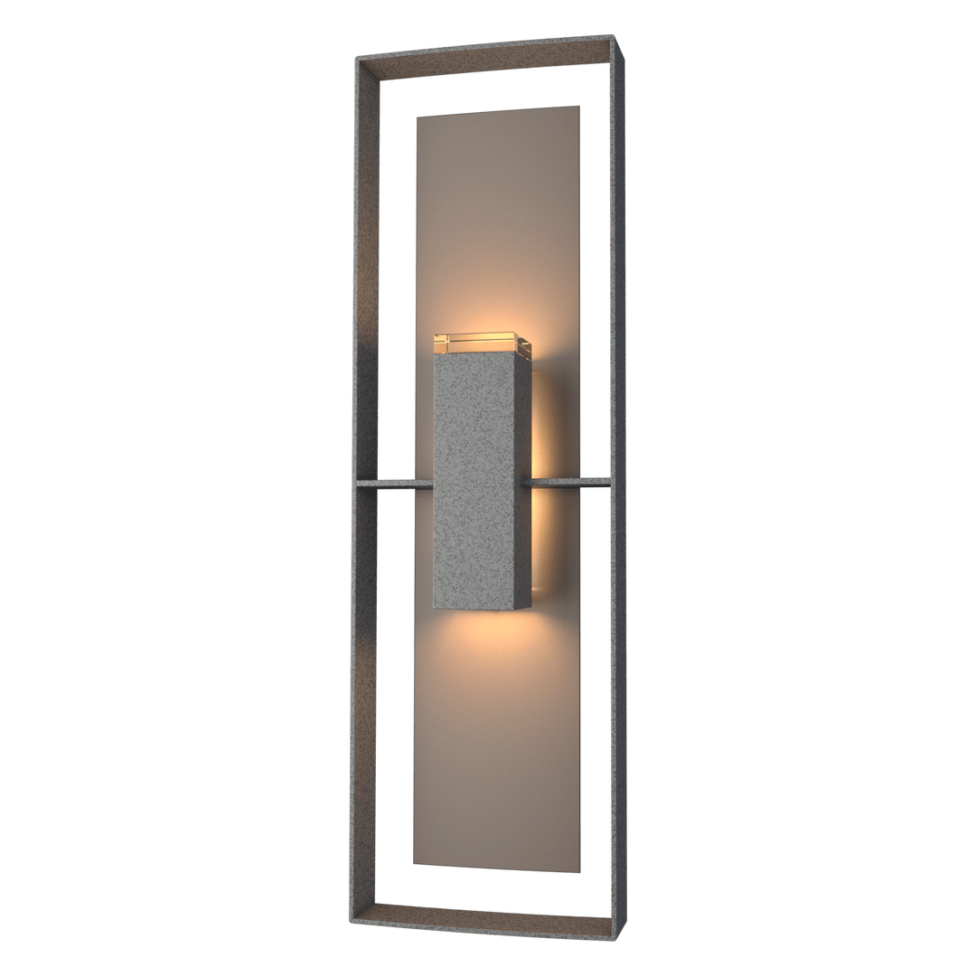 Hubbardton Forge Shadow Box Tall Outdoor Sconce Outdoor Wall Lights Hubbardton Forge Coastal Natural Iron Clear Glass (ZM) Coastal Dark Smoke