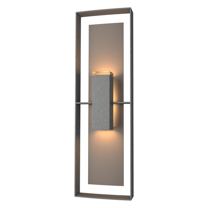 Hubbardton Forge Shadow Box Tall Outdoor Sconce Outdoor Wall Lights Hubbardton Forge Coastal Natural Iron Clear Glass (ZM) Coastal Dark Smoke