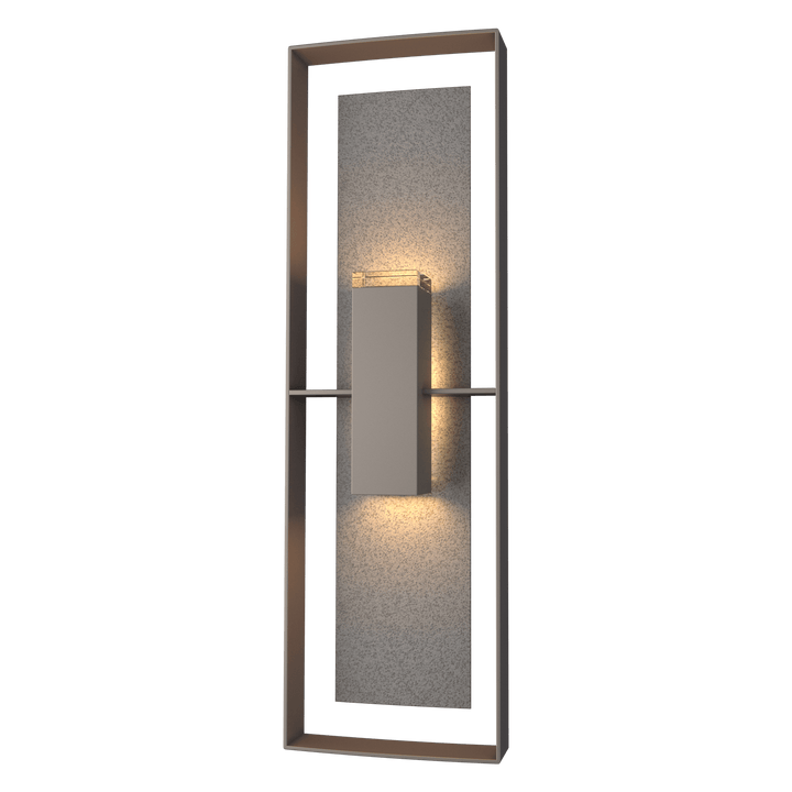 Hubbardton Forge Shadow Box Tall Outdoor Sconce Outdoor Wall Lights Hubbardton Forge Coastal Dark Smoke Clear Glass (ZM) Coastal Natural Iron