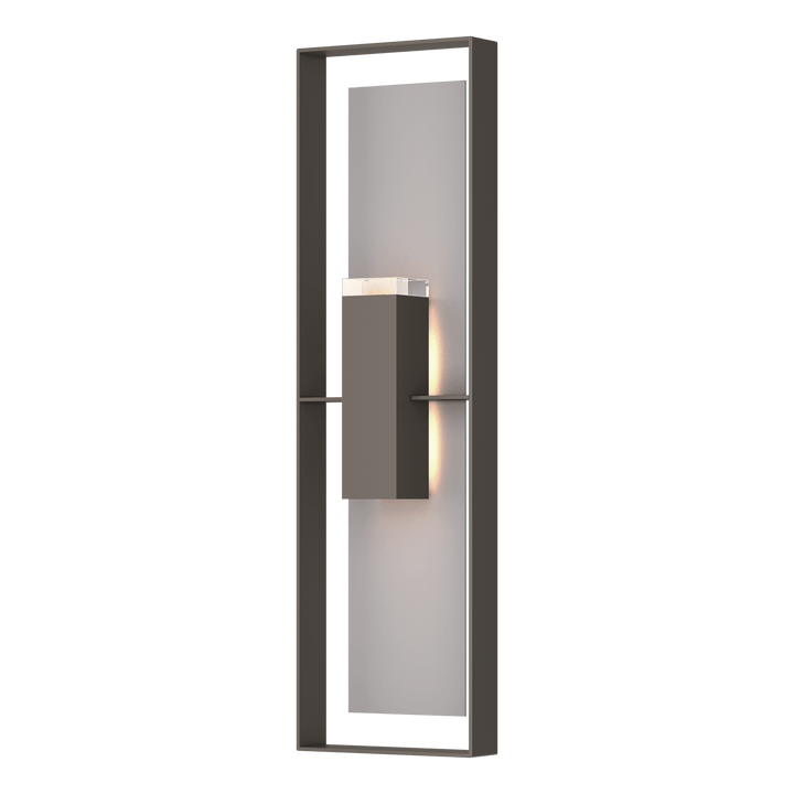 Hubbardton Forge Shadow Box Extra Tall Sconce Outdoor Wall Lights Hubbardton Forge Coastal Dark Smoke Clear Glass (ZM) Coastal Burnished Steel