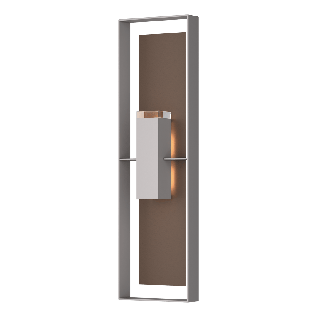 Hubbardton Forge Shadow Box Extra Tall Sconce Outdoor Wall Lights Hubbardton Forge Coastal Burnished Steel Clear Glass (ZM) Coastal Bronze