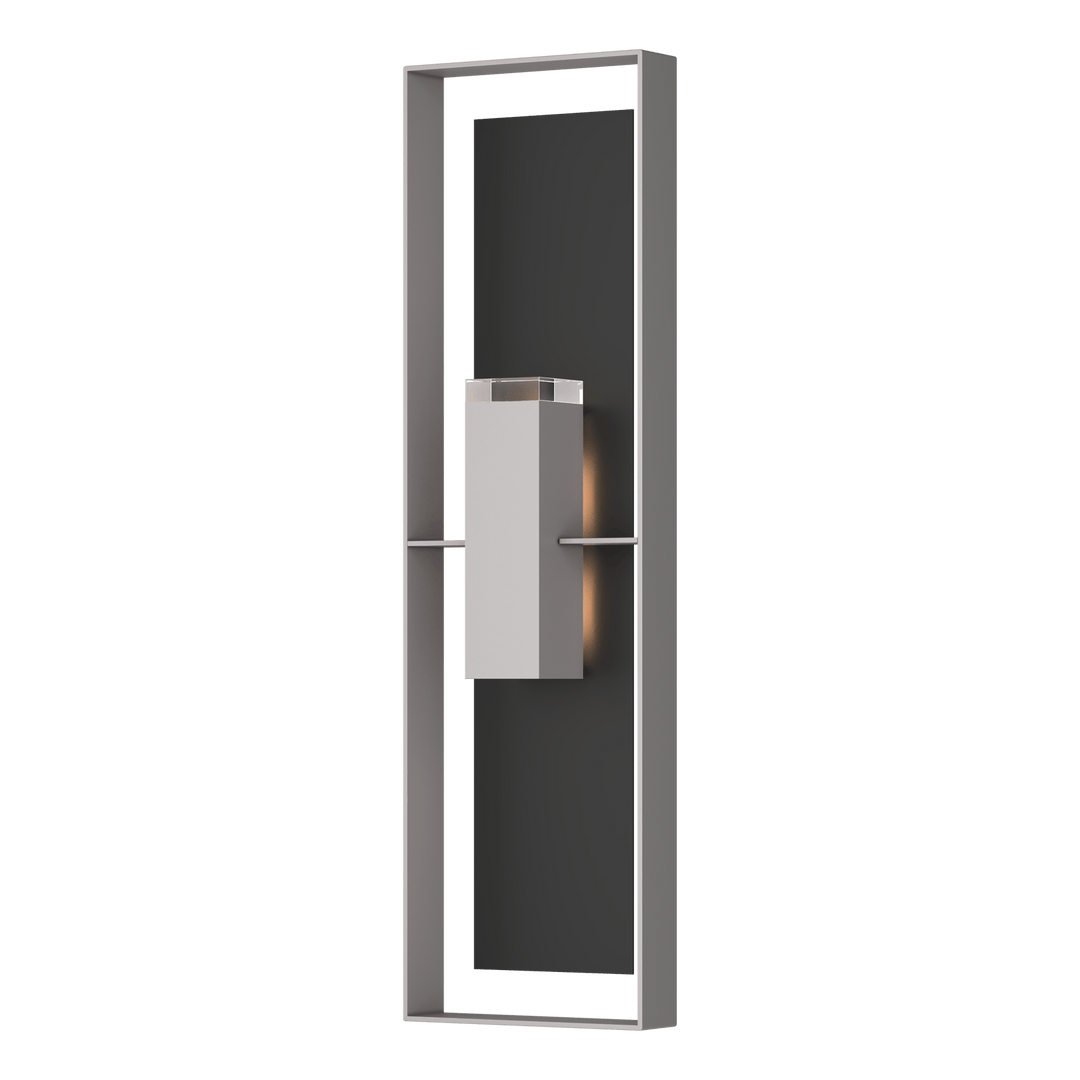 Hubbardton Forge Shadow Box Extra Tall Sconce Outdoor Wall Lights Hubbardton Forge Coastal Burnished Steel Clear Glass (ZM) Coastal Black