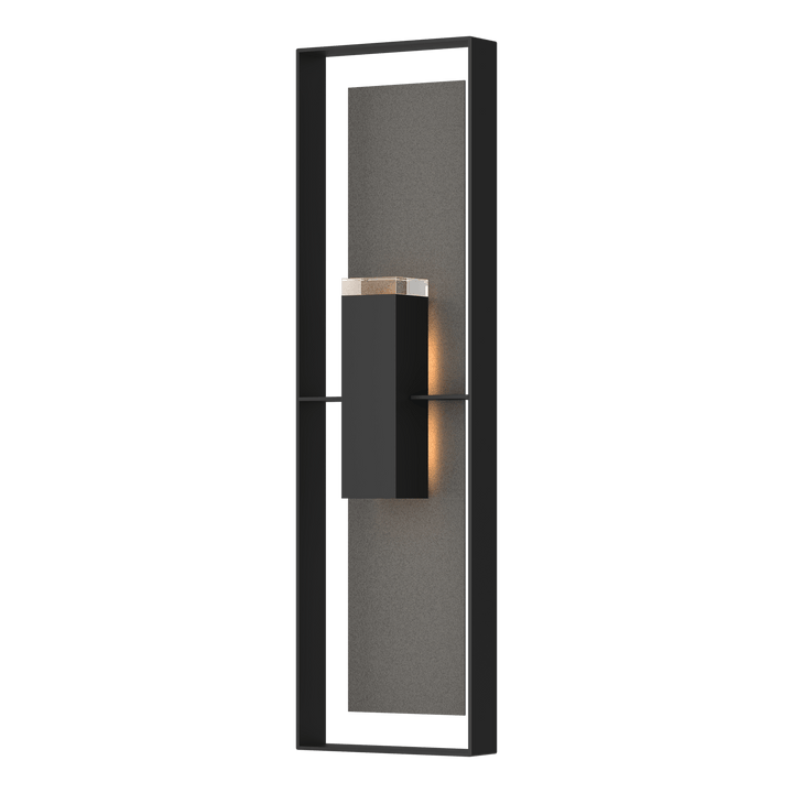 Hubbardton Forge Shadow Box Extra Tall Sconce Outdoor Wall Lights Hubbardton Forge Coastal Black Clear Glass (ZM) Coastal Natural Iron