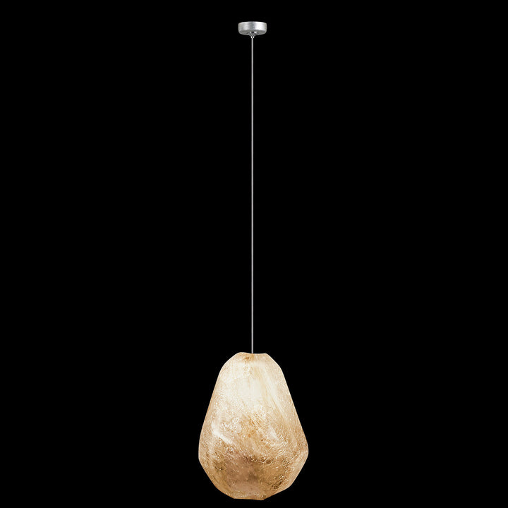 Fine Art Handcrafted Lighting Natural Inspirations 4.5"W Round Drop Light in Standard Silver Leaf, Natural Quartz -9 (851840-19LD)