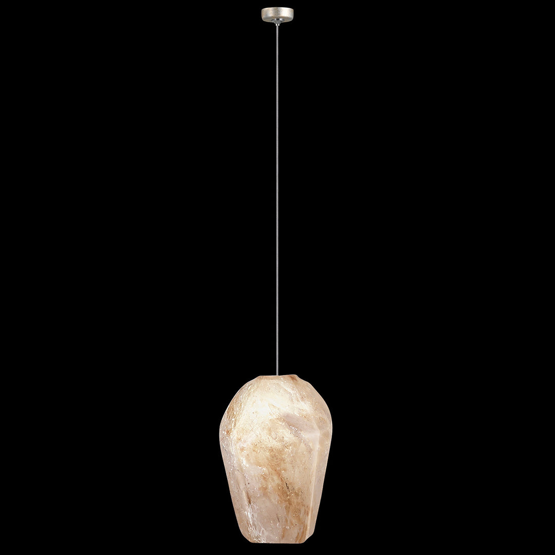 Fine Art Handcrafted Lighting Natural Inspirations 4.5"W Round Drop Light in Mottled Gold Leaf, Natural Quartz -7 (851840-27LD)