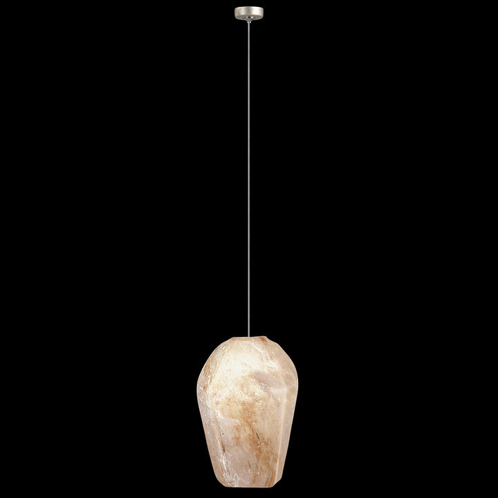 Fine Art Handcrafted Lighting Natural Inspirations 4.5"W Round Drop Light in Mottled Gold Leaf, Natural Quartz -7 (851840-27LD)