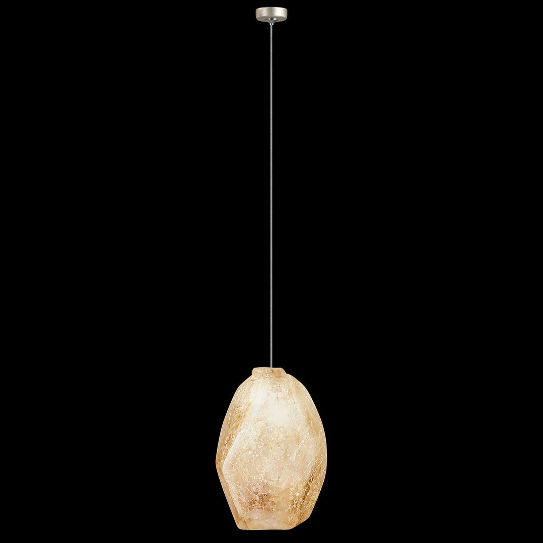 Fine Art Handcrafted Lighting Natural Inspirations 4.5"W Round Drop Light in Mottled Gold Leaf, Natural Quartz -8 (851840-28LD)