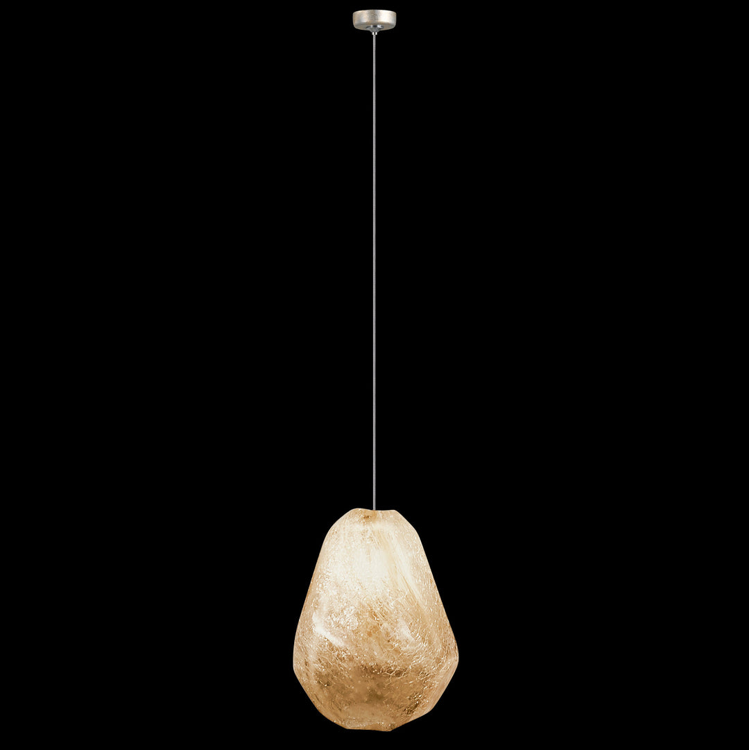 Fine Art Handcrafted Lighting Natural Inspirations 4.5"W Round Drop Light in Mottled Gold Leaf, Natural Quartz -9 (851840-29LD)