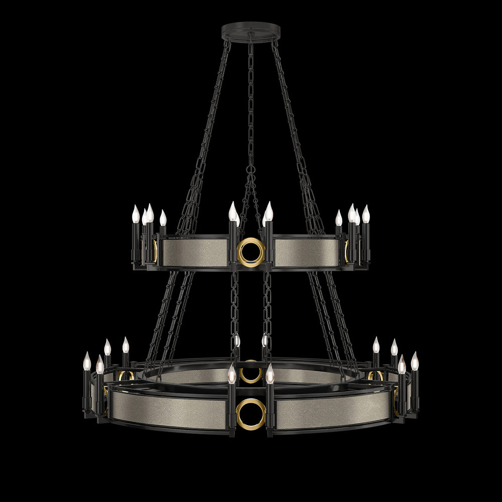 Fine Art Handcrafted Lighting Mirage 50"W Round Chandelier in Standard Black Iron, Brass, Coco (100036-112)