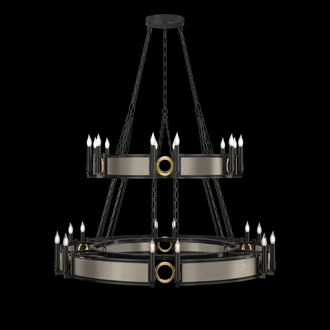 Fine Art Handcrafted Lighting Mirage 50"W Round Chandelier in Standard Black Iron, Brass, Coco (100036-112)