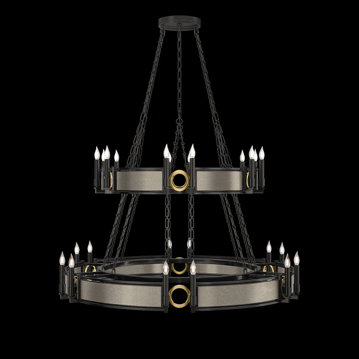 Fine Art Handcrafted Lighting Mirage 50"W Round Chandelier in Standard Black Iron, Brass, Coco (100036-112)