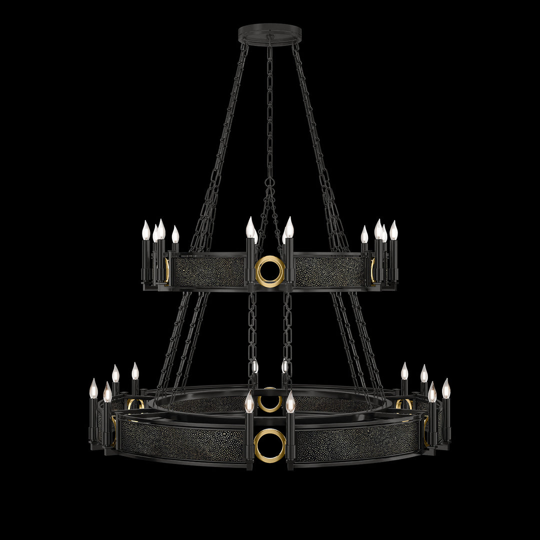 Fine Art Handcrafted Lighting Mirage 50"W Round Chandelier in Standard Black Iron, Brass, Black Knight (100036-113)