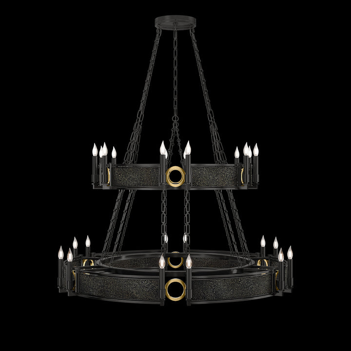 Fine Art Handcrafted Lighting Mirage 50"W Round Chandelier in Standard Black Iron, Brass, Black Knight (100036-113)