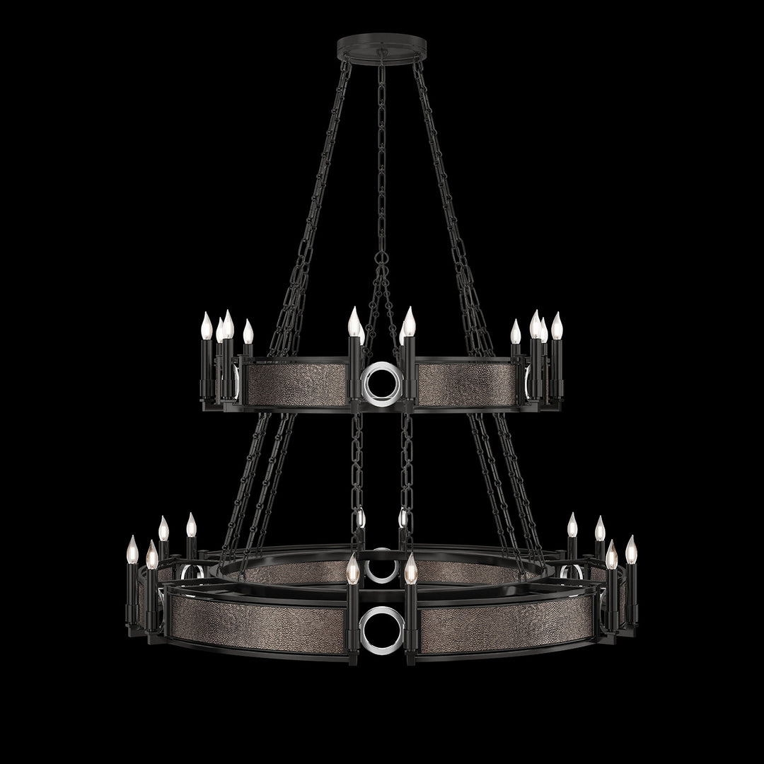 Fine Art Handcrafted Lighting Mirage 50"W Round Chandelier in Standard Black Iron, Nickel, Pebble (100036-121)
