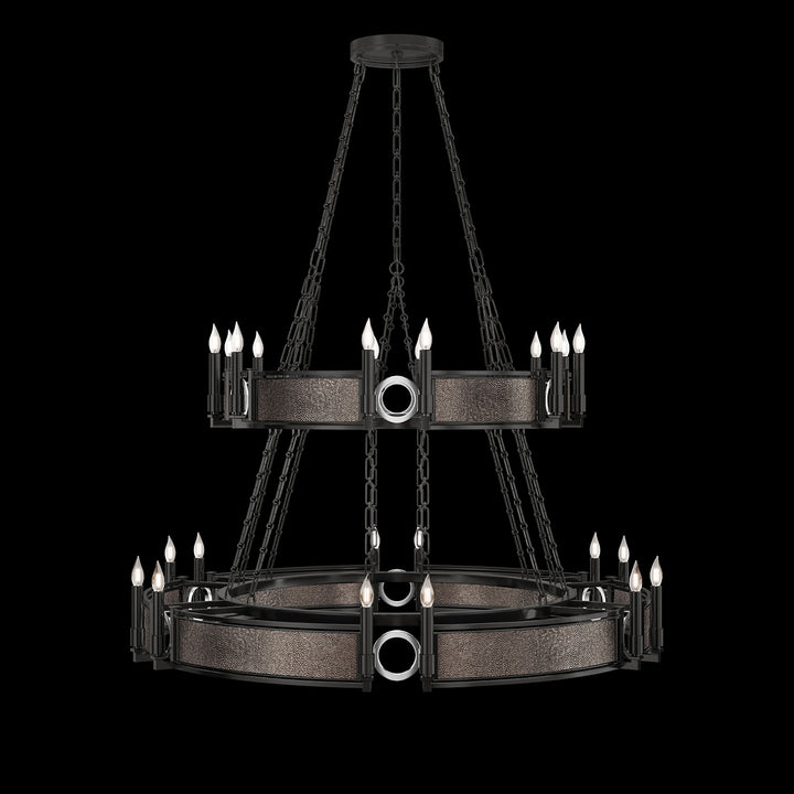 Fine Art Handcrafted Lighting Mirage 50"W Round Chandelier in Standard Black Iron, Nickel, Pebble (100036-121)