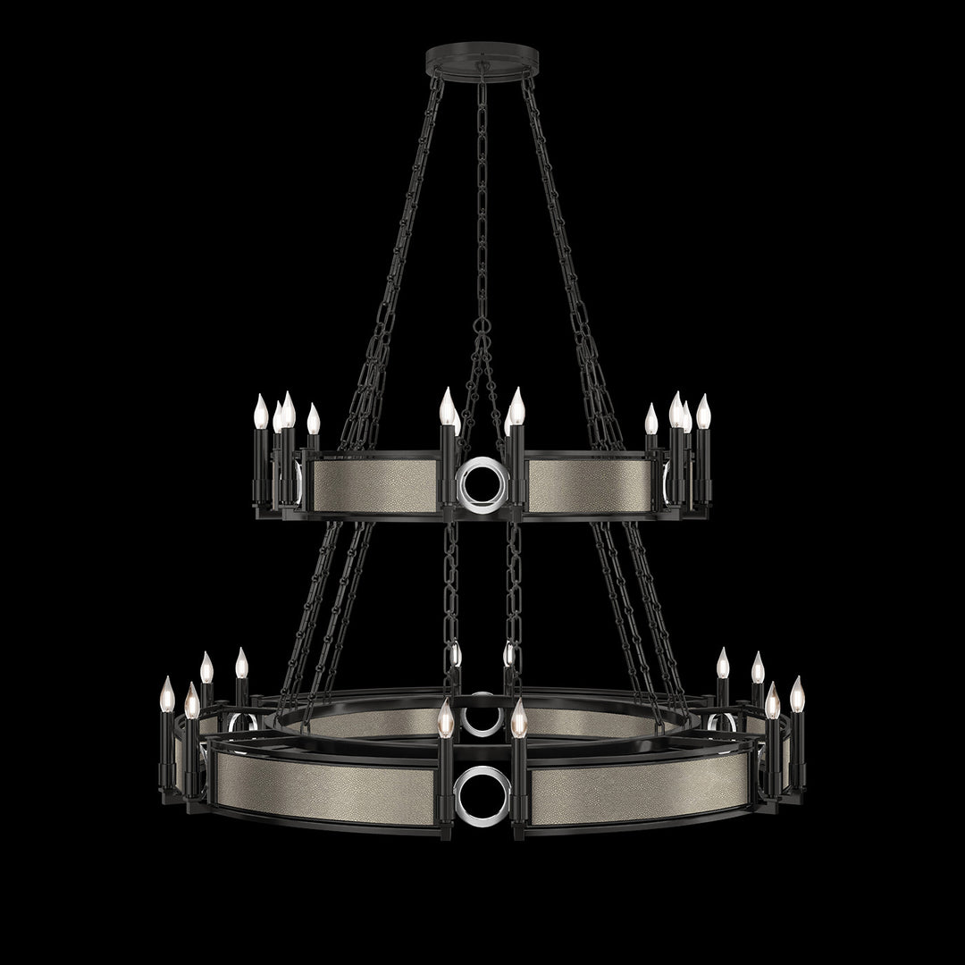 Fine Art Handcrafted Lighting Mirage 50"W Round Chandelier in Standard Black Iron, Nickel, Coco (100036-122)