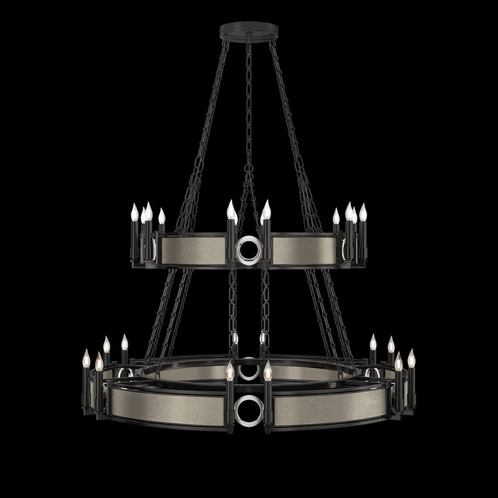 Fine Art Handcrafted Lighting Mirage 50"W Round Chandelier in Standard Black Iron, Nickel, Coco (100036-122)