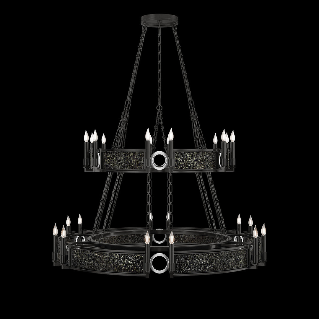 Fine Art Handcrafted Lighting Mirage 50"W Round Chandelier in Standard Black Iron, Nickel, Black Knight (100036-123)