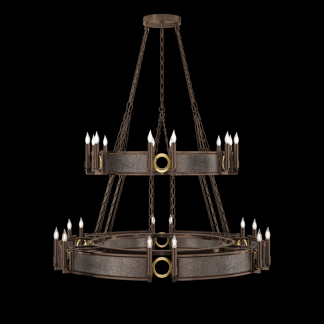 Fine Art Handcrafted Lighting Mirage 50"W Round Chandelier in Standard Bronze, Brass, Pebble (100036-211)