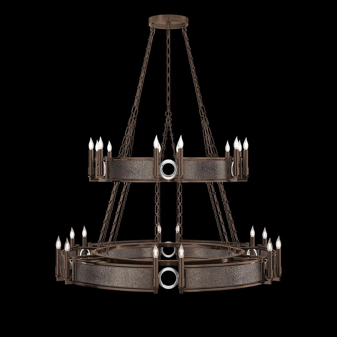 Fine Art Handcrafted Lighting Mirage 50"W Round Chandelier in Standard Bronze, Nickel, Pebble (100036-221)