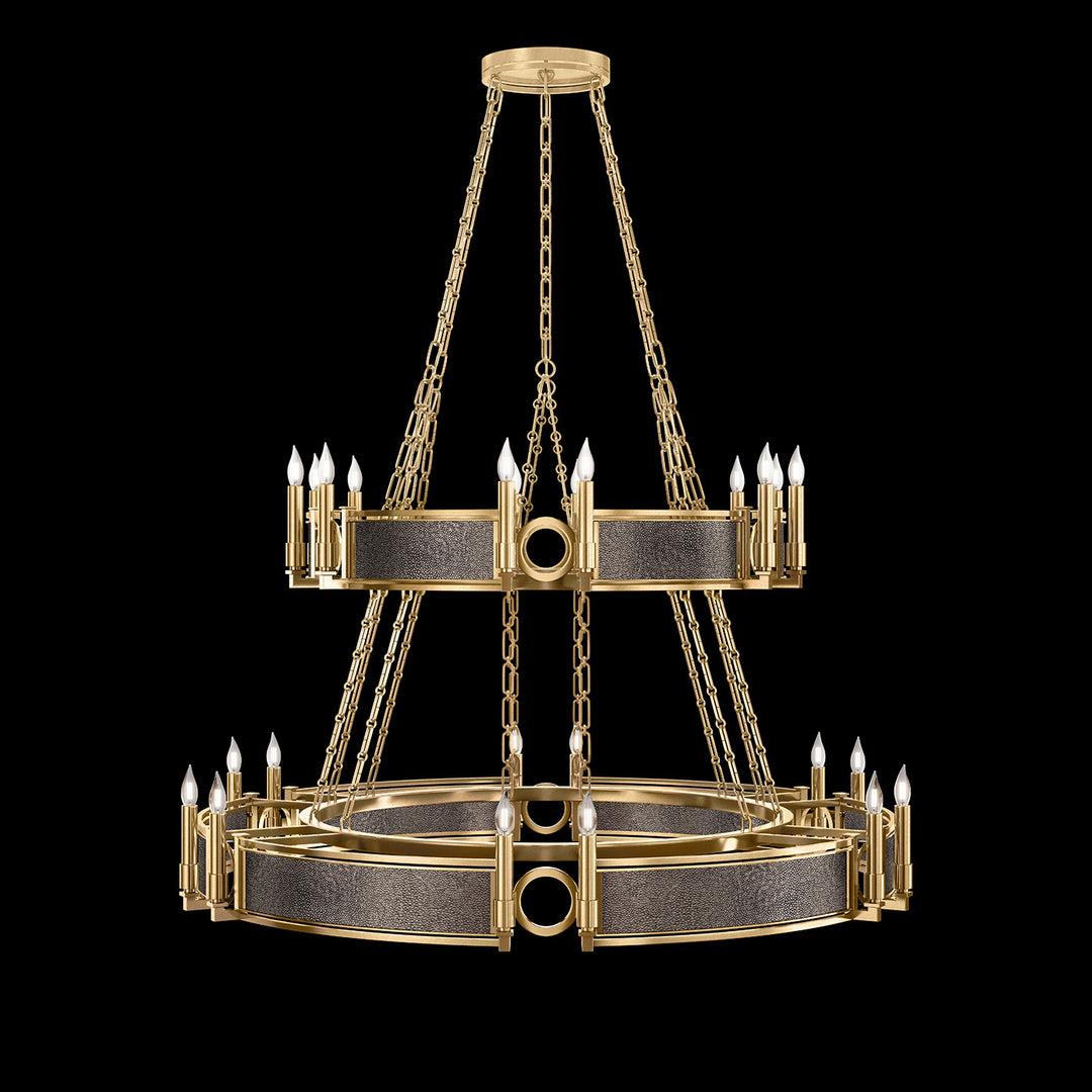 Fine Art Handcrafted Lighting Mirage 50"W Round Chandelier in Standard Gold Leaf, Brass, Pebble (100036-311)