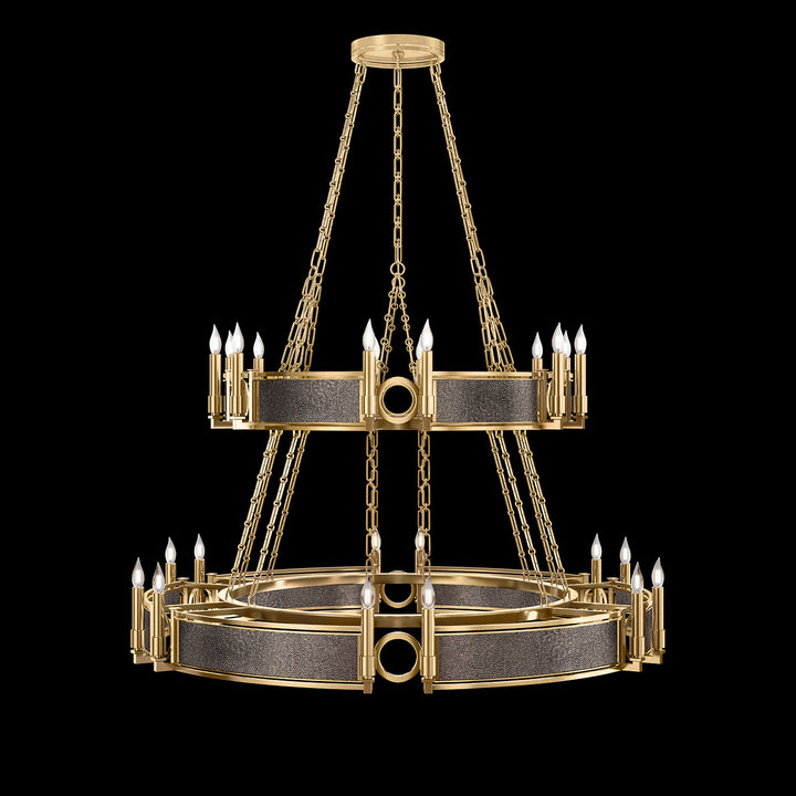 Fine Art Handcrafted Lighting Mirage 50"W Round Chandelier in Standard Gold Leaf, Brass, Pebble (100036-311)