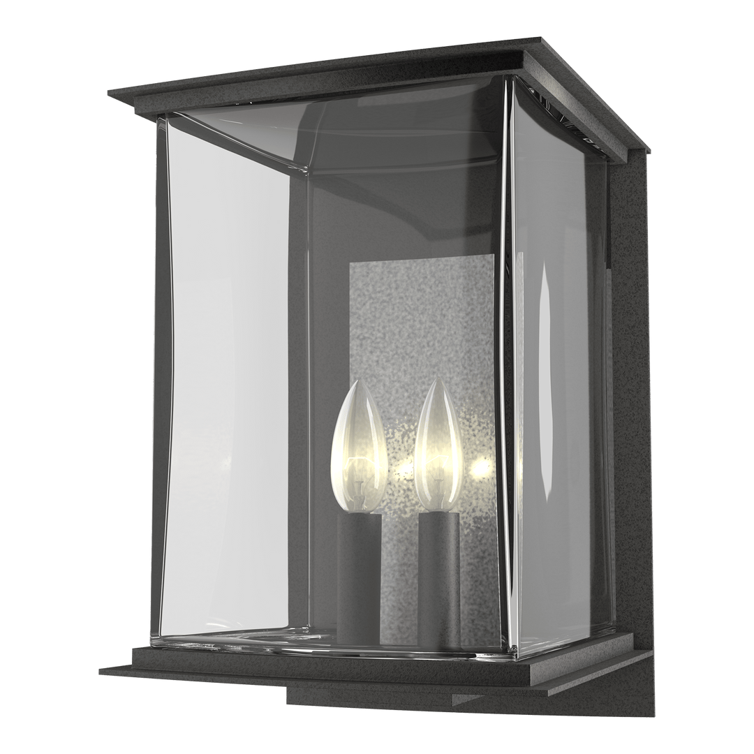 Hubbardton Forge Kingston Outdoor Large Sconce Outdoor Wall Lights Hubbardton Forge Coastal Natural Iron Clear Glass (ZM) Translucent Vintage Platinum