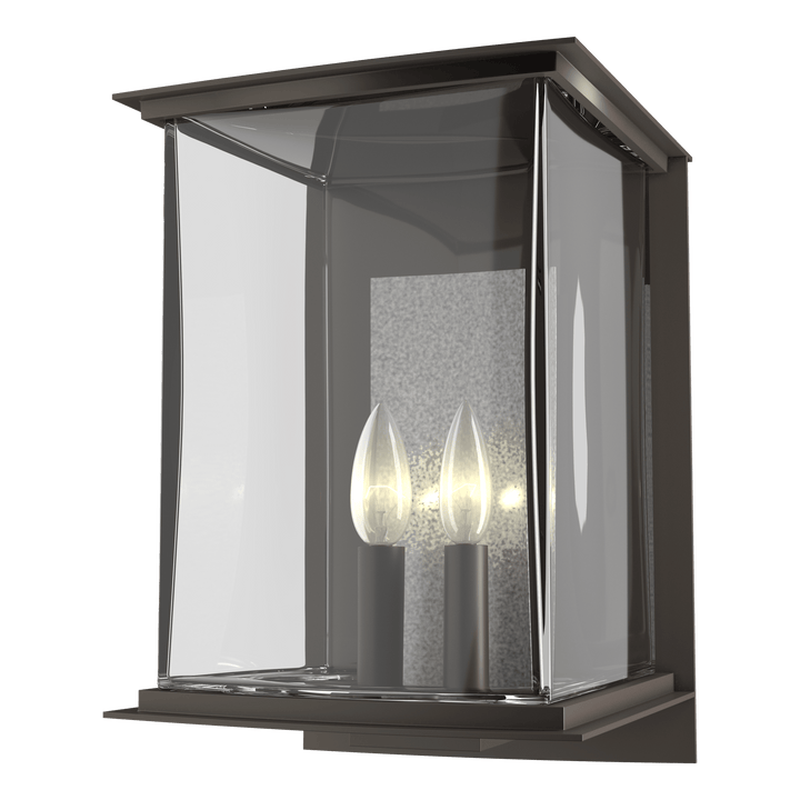 Kingston Outdoor Sconce Outdoor Wall Lights Hubbardton Forge Coastal Dark Smoke & Vintage Platinum 10x14.8 Clear Glass (ZM)