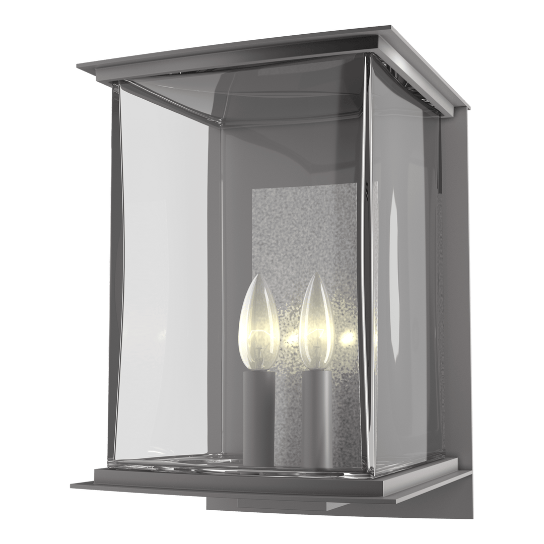 Hubbardton Forge Kingston Outdoor Large Sconce Outdoor Wall Lights Hubbardton Forge Coastal Burnished Steel Clear Glass (ZM) Translucent Vintage Platinum