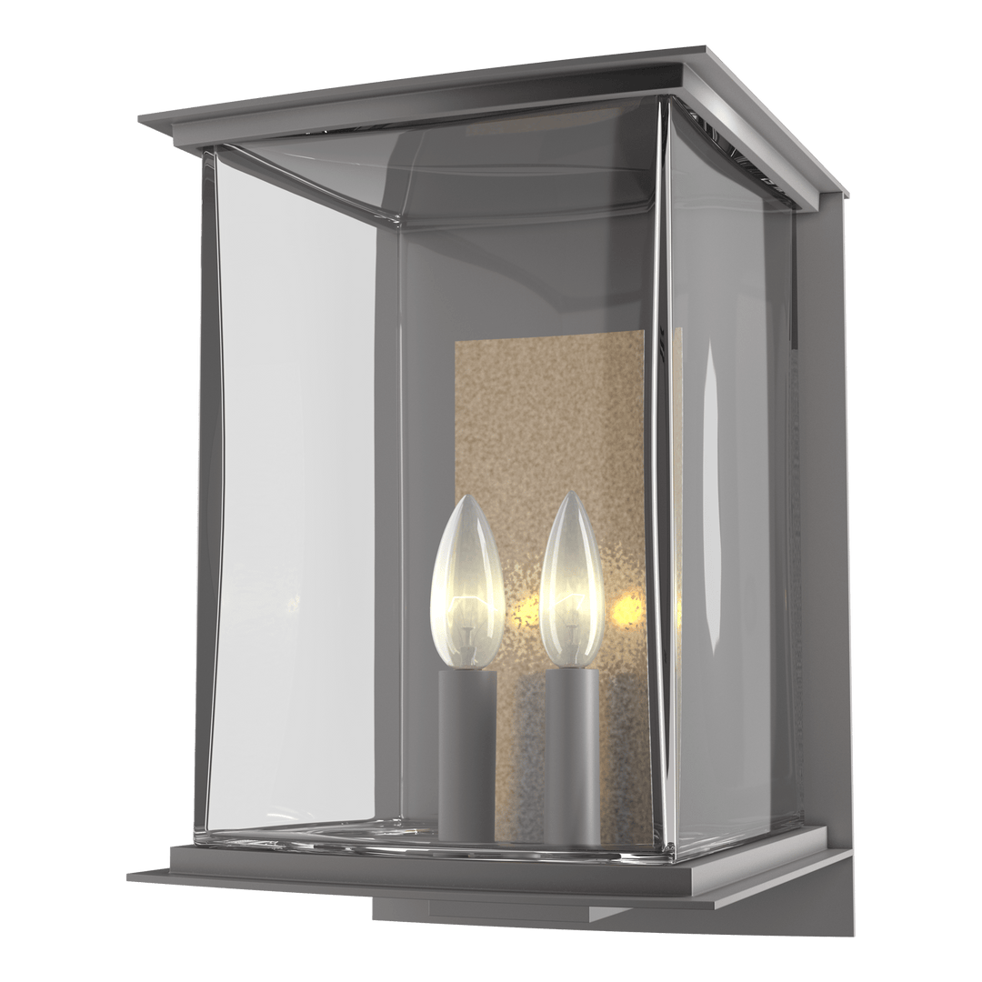 Hubbardton Forge Kingston Outdoor Large Sconce Outdoor Wall Lights Hubbardton Forge Coastal Burnished Steel Clear Glass (ZM) Translucent Soft Gold