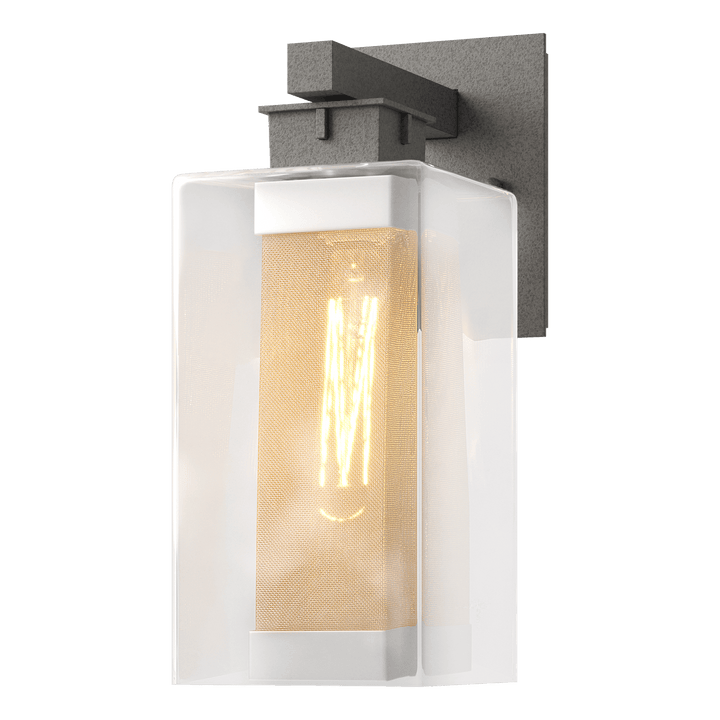 Hubbardton Forge Polaris Outdoor Medium Sconce Outdoor Wall Lights Hubbardton Forge Coastal Natural Iron Clear Glass (ZM) Coastal Silver