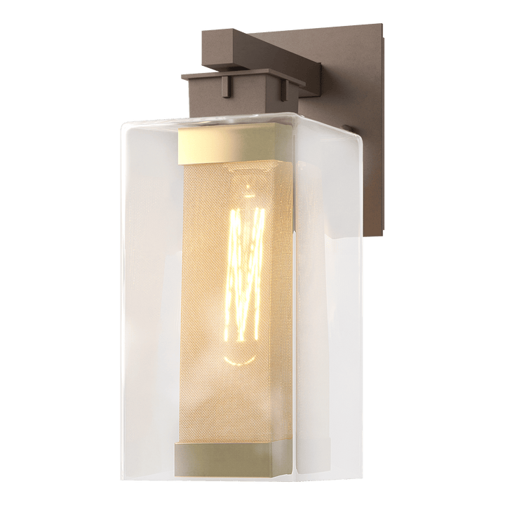 Hubbardton Forge Polaris Outdoor Medium Sconce Outdoor Wall Lights Hubbardton Forge Coastal Bronze Clear Glass (ZM) Coastal Gold