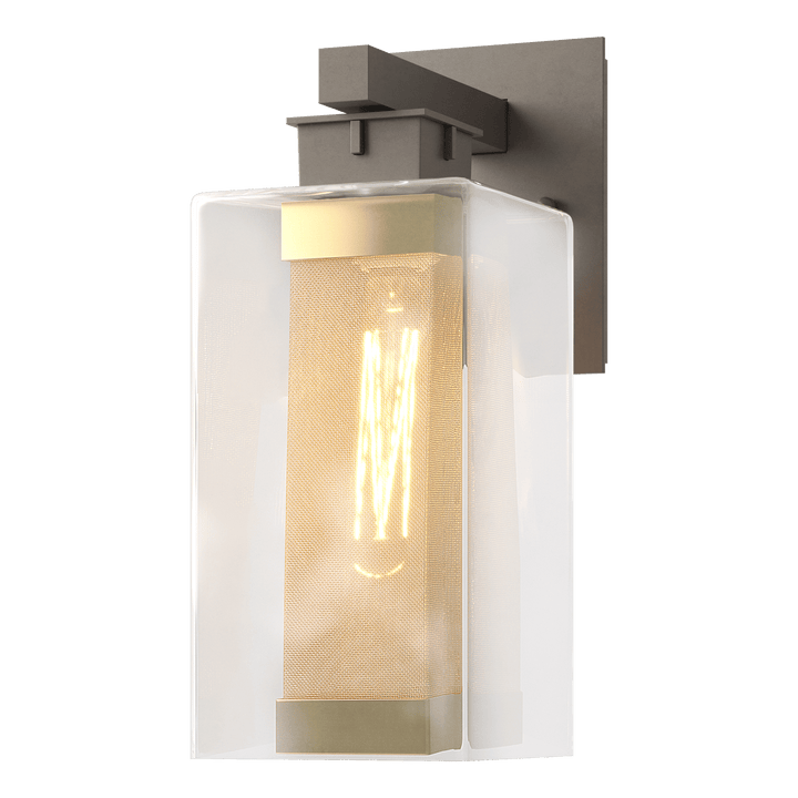 Hubbardton Forge Polaris Outdoor Medium Sconce Outdoor Wall Lights Hubbardton Forge Coastal Dark Smoke Clear Glass (ZM) Coastal Gold