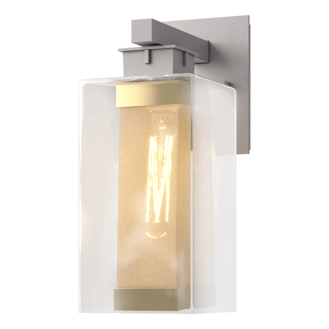 Hubbardton Forge Polaris Outdoor Medium Sconce Outdoor Wall Lights Hubbardton Forge Coastal Burnished Steel Clear Glass (ZM) Coastal Gold