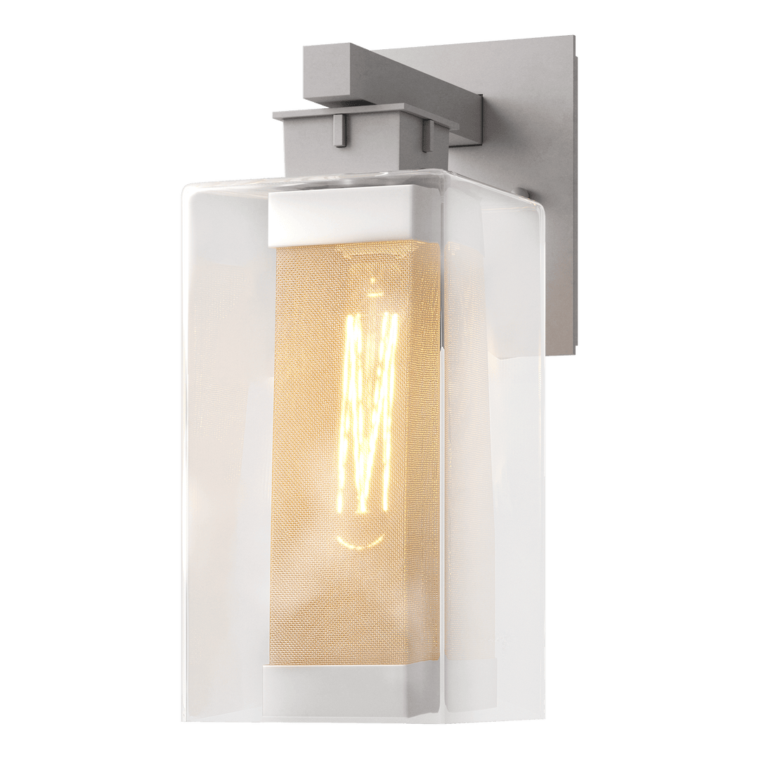 Hubbardton Forge Polaris Outdoor Medium Sconce Outdoor Wall Lights Hubbardton Forge Coastal Burnished Steel Clear Glass (ZM) Coastal Silver