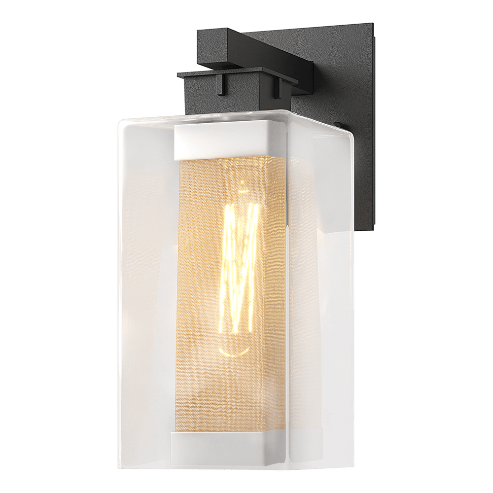 Hubbardton Forge Polaris Outdoor Medium Sconce Outdoor Wall Lights Hubbardton Forge Coastal Black Clear Glass (ZM) Coastal Silver