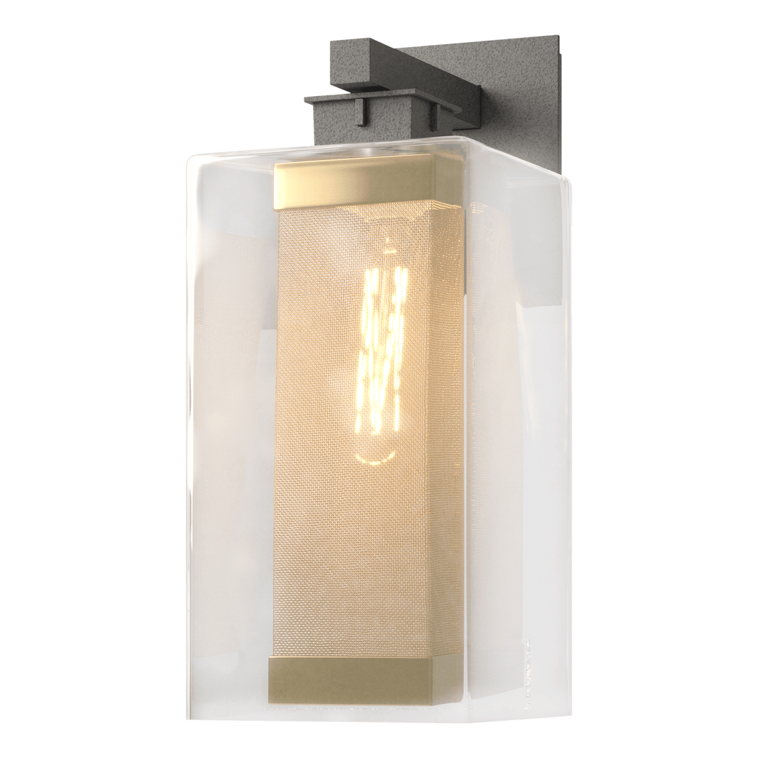 Hubbardton Forge Polaris Outdoor Large Sconce Outdoor Wall Lights Hubbardton Forge Coastal Natural Iron Clear Glass (ZM) Coastal Gold