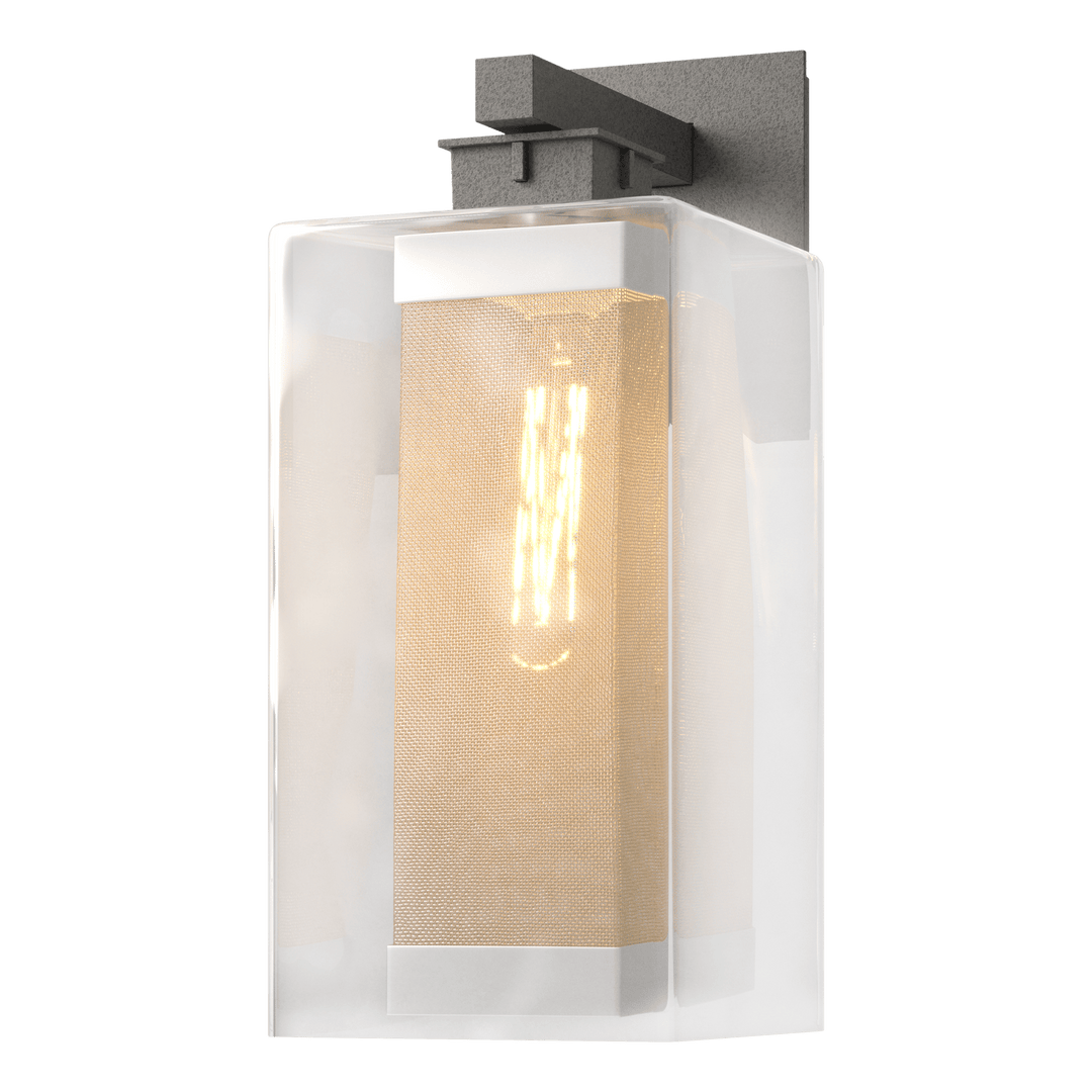 Hubbardton Forge Polaris Outdoor Large Sconce Outdoor Wall Lights Hubbardton Forge Coastal Natural Iron Clear Glass (ZM) Coastal Silver