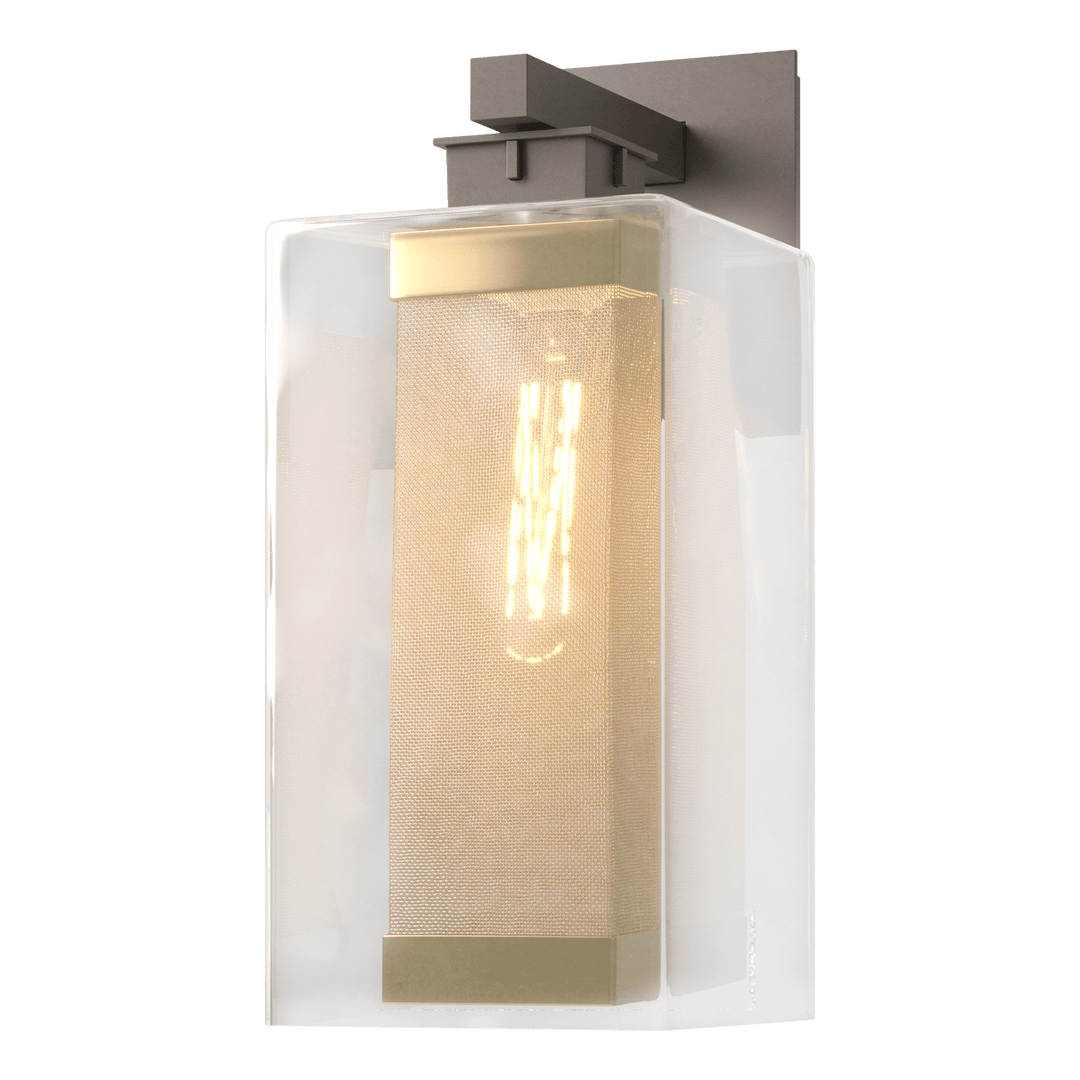 Hubbardton Forge Polaris Outdoor Large Sconce Outdoor Wall Lights Hubbardton Forge Coastal Dark Smoke Clear Glass (ZM) Coastal Gold