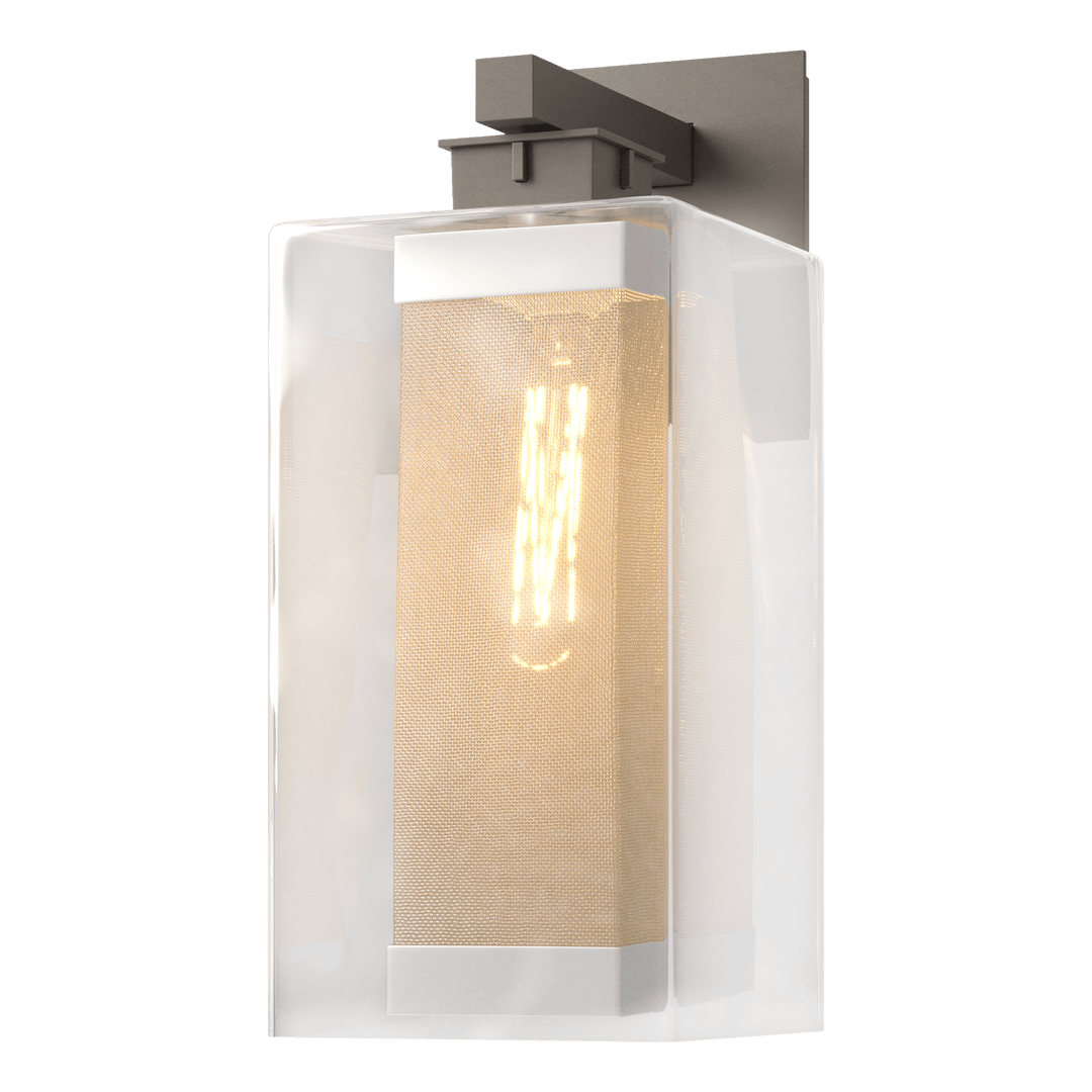 Hubbardton Forge Polaris Outdoor Large Sconce Outdoor Wall Lights Hubbardton Forge Coastal Dark Smoke Clear Glass (ZM) Coastal Silver