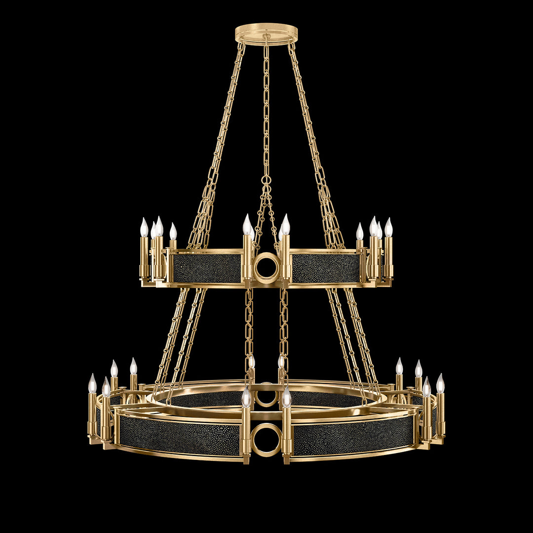 Fine Art Handcrafted Lighting Mirage 50"W Round Chandelier in Standard Gold Leaf, Brass, Black Knight (100036-313)