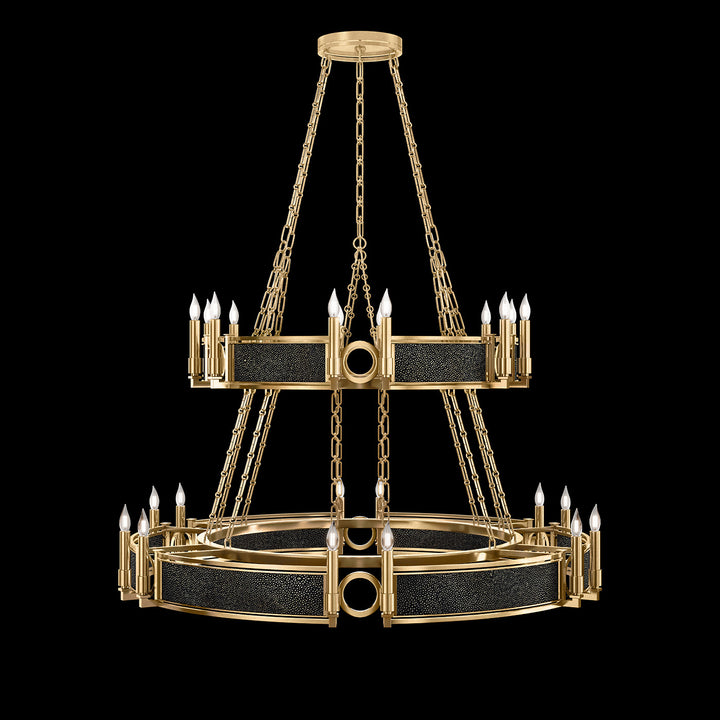 Fine Art Handcrafted Lighting Mirage 50"W Round Chandelier in Standard Gold Leaf, Brass, Black Knight (100036-313)