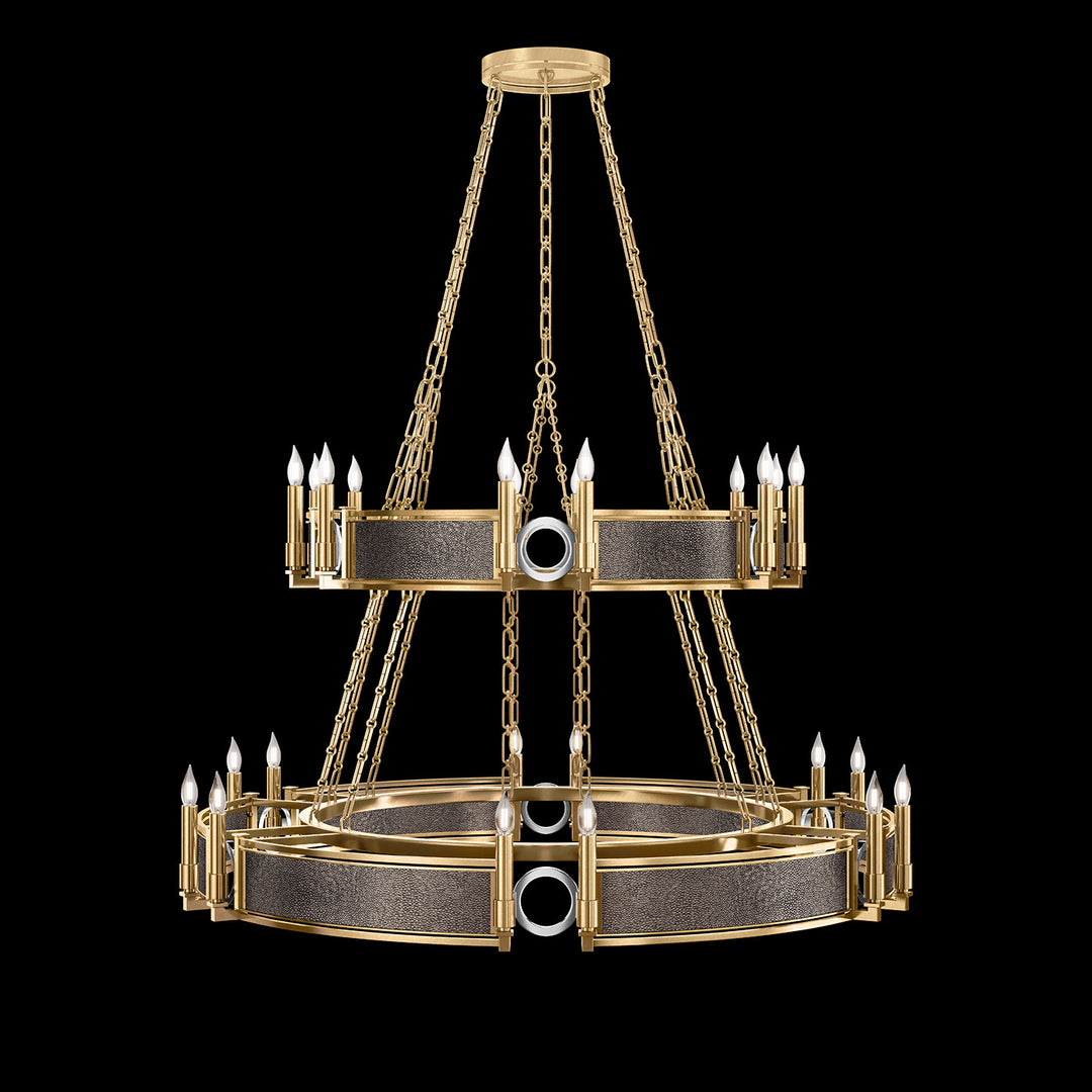Fine Art Handcrafted Lighting Mirage 50"W Round Chandelier in Standard Gold Leaf, Nickel, Pebble (100036-321)