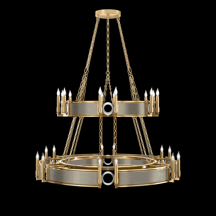 Fine Art Handcrafted Lighting Mirage 50"W Round Chandelier in Standard Gold Leaf, Nickel, Coco (100036-322)