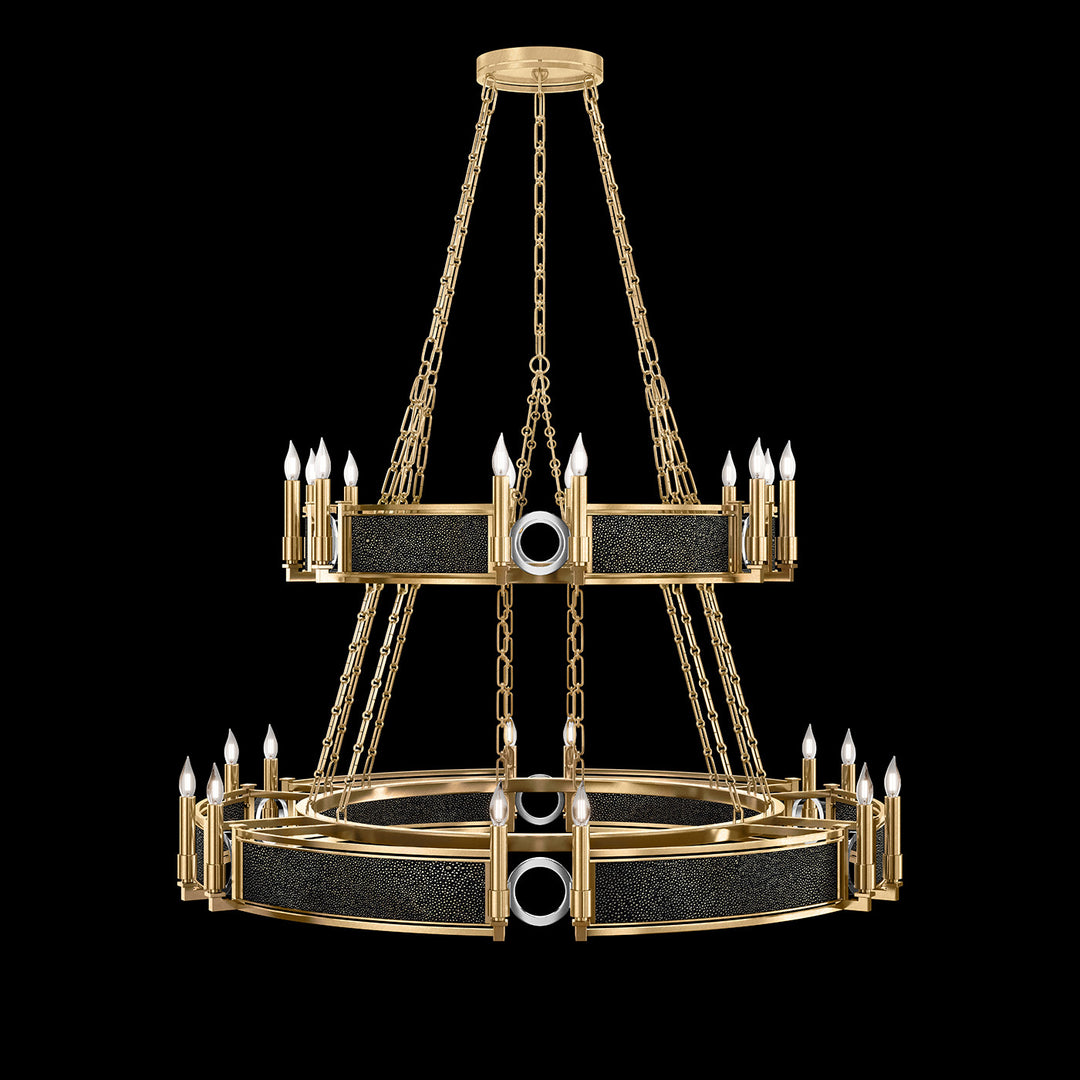 Fine Art Handcrafted Lighting Mirage 50"W Round Chandelier in Standard Gold Leaf, Nickel, Black Knight (100036-323)