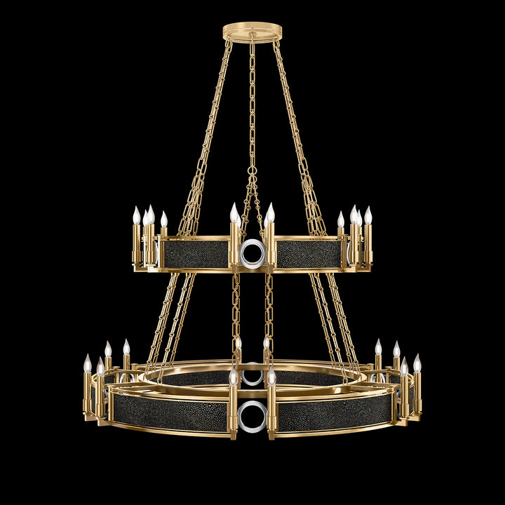 Fine Art Handcrafted Lighting Mirage 50"W Round Chandelier in Standard Gold Leaf, Nickel, Black Knight (100036-323)