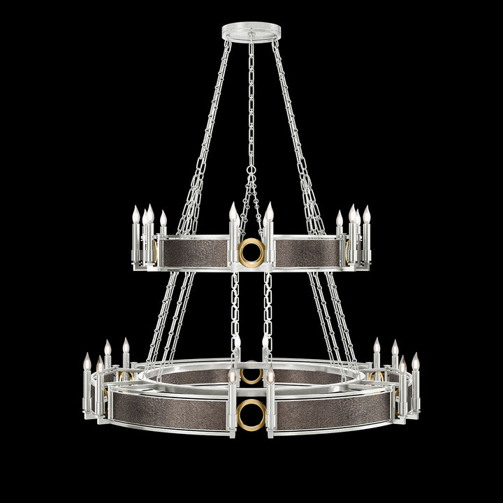 Fine Art Handcrafted Lighting Mirage 50"W Round Chandelier in Standard Silver Leaf, Brass, Pebble (100036-411)