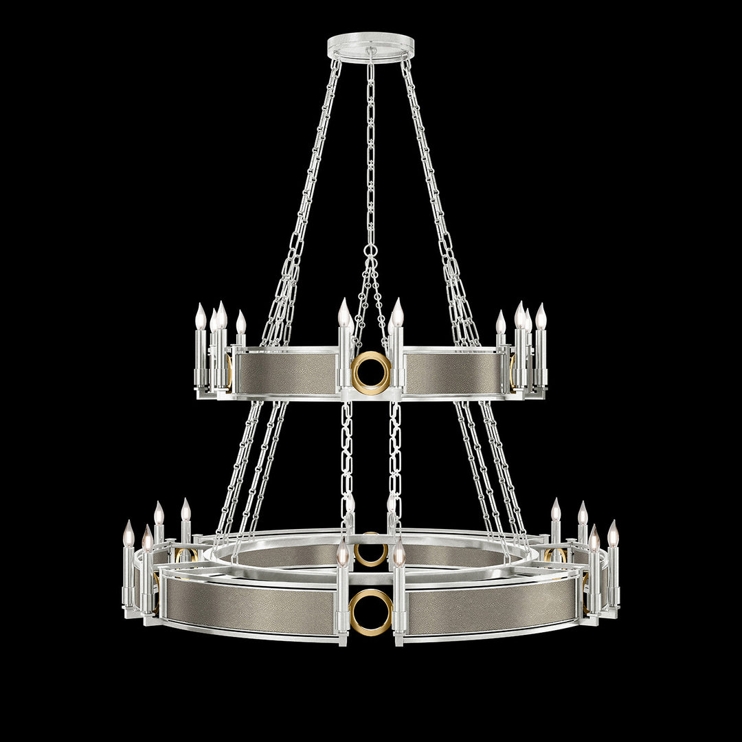Fine Art Handcrafted Lighting Mirage 50"W Round Chandelier in Standard Silver Leaf, Brass, Coco (100036-412)