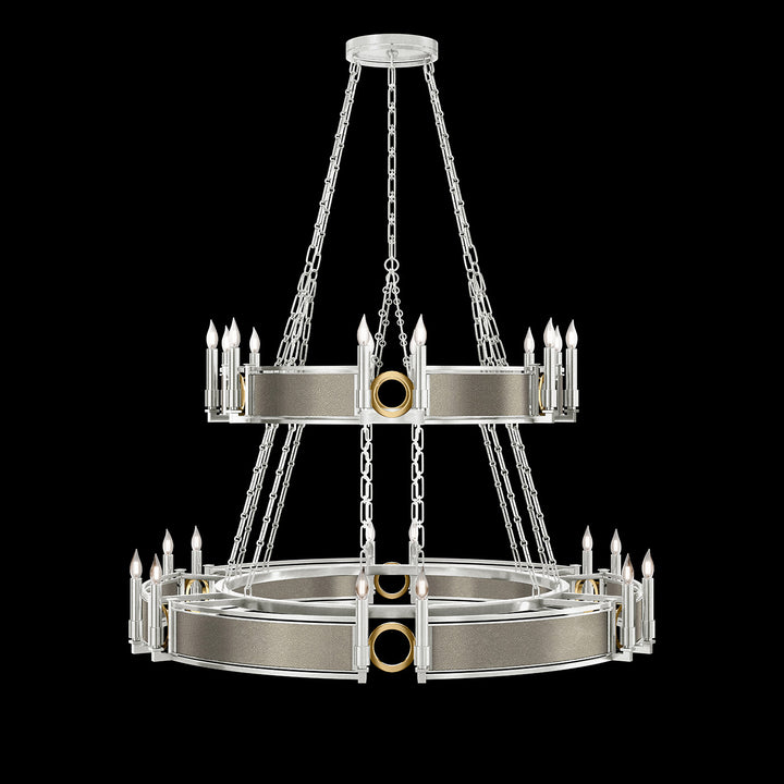 Fine Art Handcrafted Lighting Mirage 50"W Round Chandelier in Standard Silver Leaf, Brass, Coco (100036-412)
